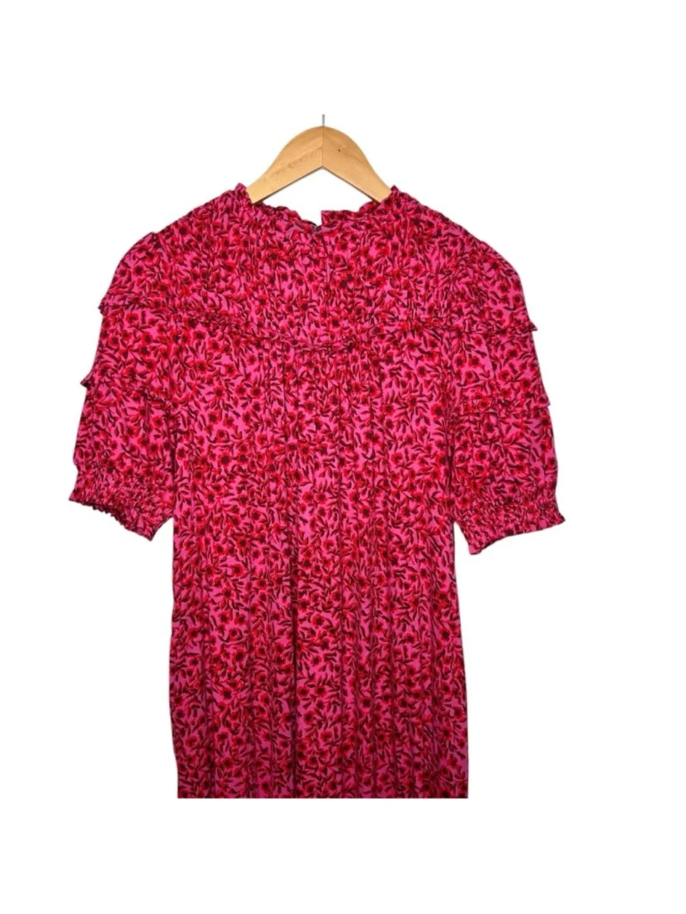 Boden Pink Red Yoke Detail Jersey Midi Dress in Gin Fizz Abstract Vine Size 8L - Picture 16 of 16